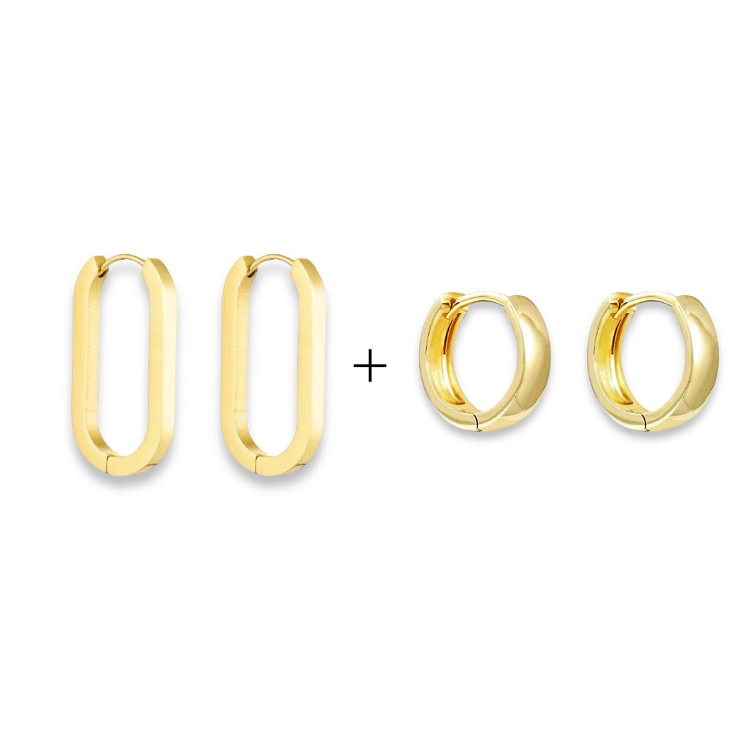 Pack Argollas Smooth + Rectangle Gold + Envío Gratis