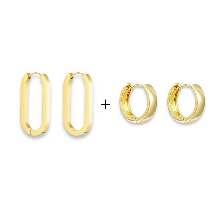 Pack Argollas Smooth + Rectangle Gold + Envío Gratis