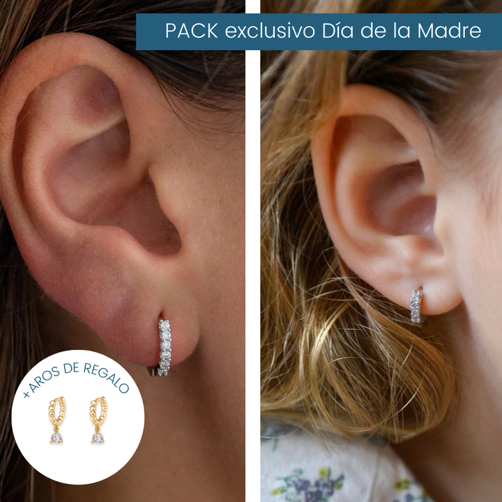 Pack Argollas Madre e Hija Brilla Silver + Envío Gratis