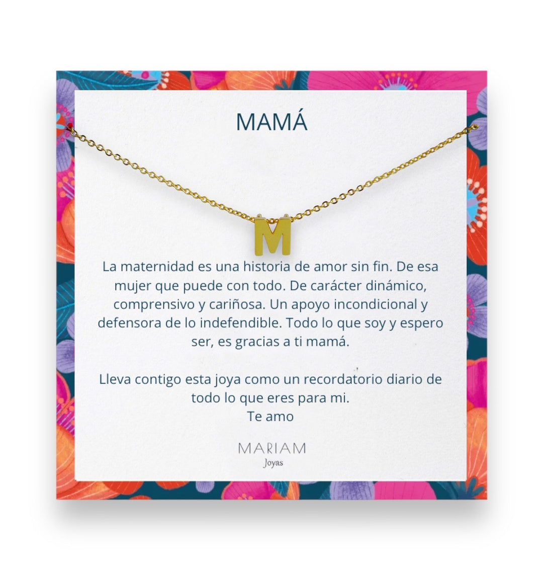 Collar Mamá Gold + Regalo Lanyard Mamá + Caja Regalo Mamá - Mariam Joyas