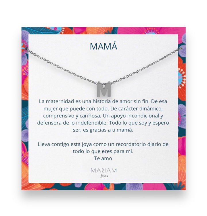 Collar Mamá Silver + Regalo Lanyard Mamá + Caja Regalo Mamá - Mariam Joyas