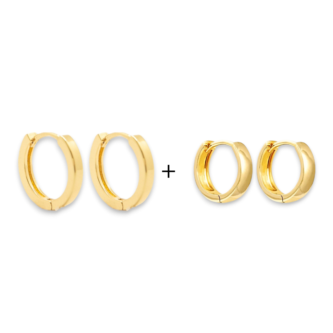 Pack Argollas Maxi Smoth Gold + Maxi Classic Gold